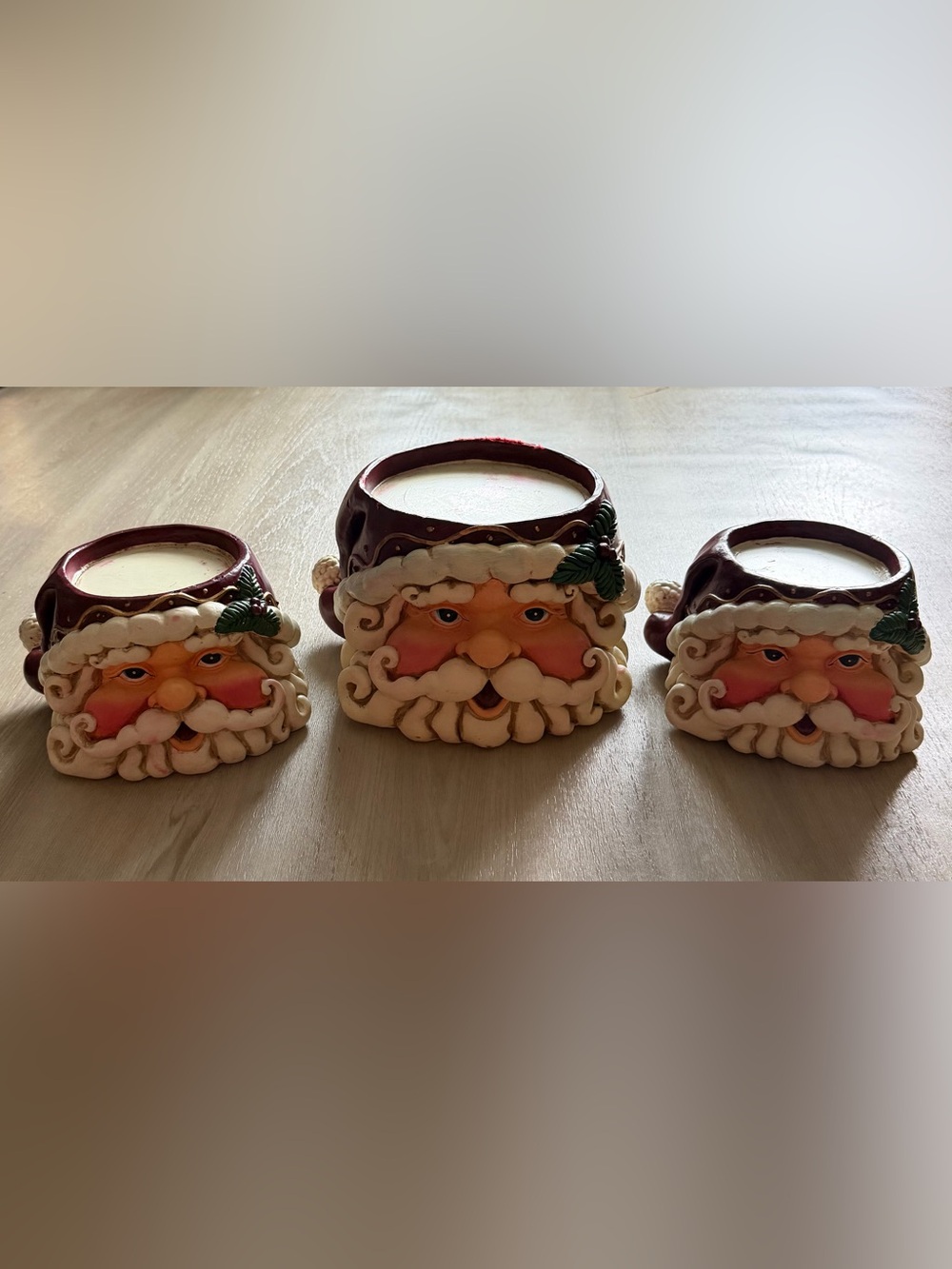 Vintage Santa Claus Head Pedestals / Planters / Candle Holders